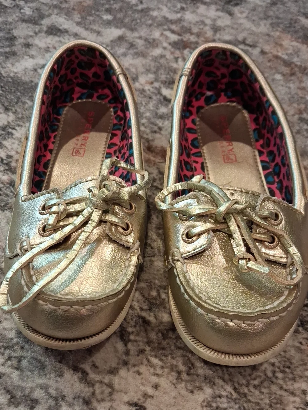 Metallic Gold Loafer Shoes  Little Girls Sperry Top-sider Leatthee Size 11 11M